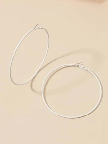 Minimalist Hoop Earrings - White - View 2