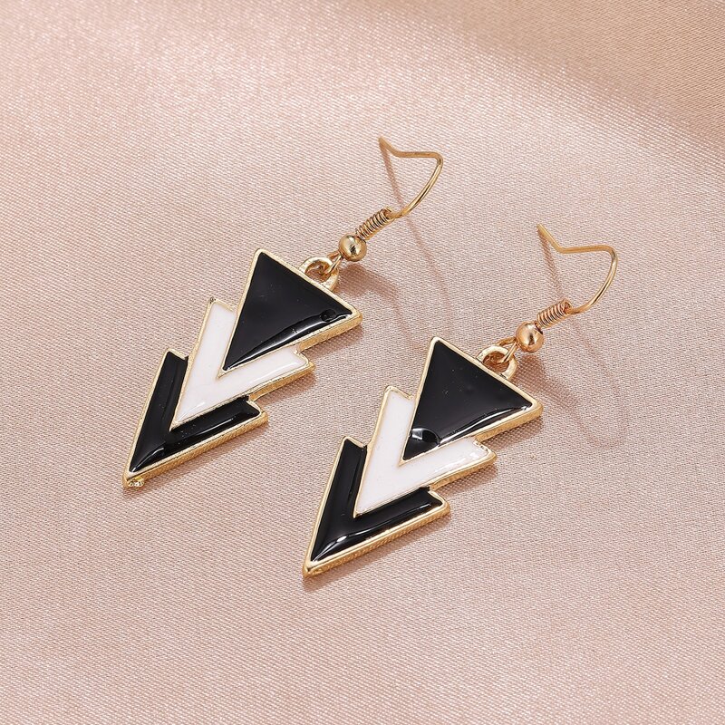 

Triangle Dangle Earrings, Blue and white