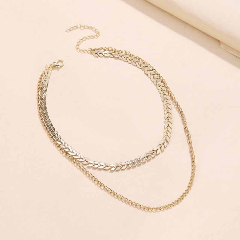 

Chevron Layered Necklace, Gold