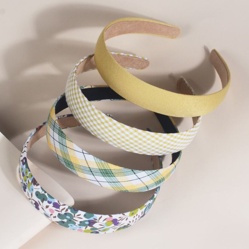 

4pcs Plaid Wide Headband, Multicolor