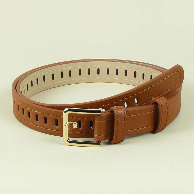 

Hollow Out Square Buckle Belt, Camel