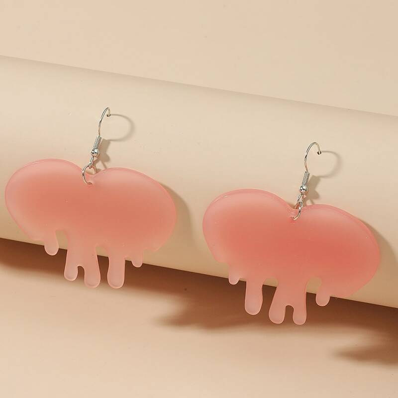 

Dripping Heart Drop Earrings, Pink