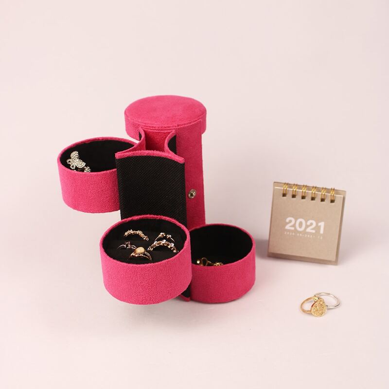 

1pc Portable Rotating Jewelry Storage Box, Hot pink