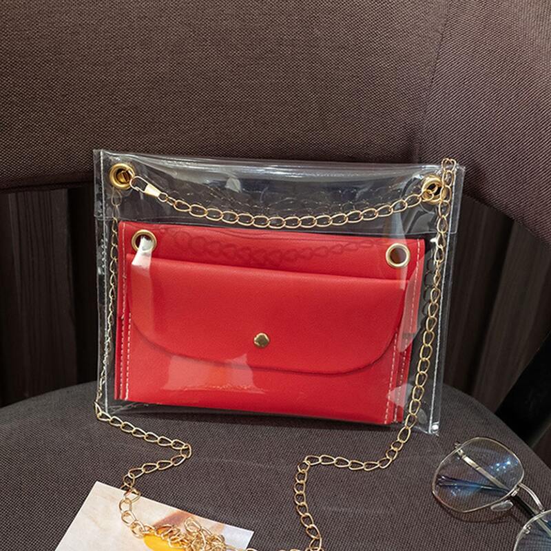 

Clear Envelope Bag With 2pcs Inner Pouch, Red