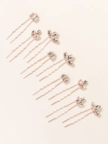 9pcs Rhinestone Decor Hair Pin - Rose Gold - View 2