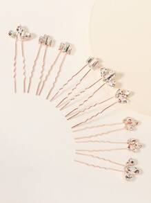 9pcs Rhinestone Decor Hair Pin - Rose Gold - View 3