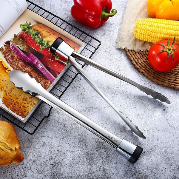 

1pc Stainless Steel Food Clip, Silver