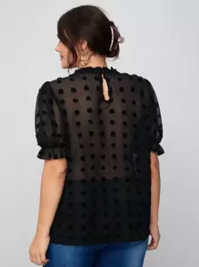 SHEIN Privé Top aplique de manga farol de cuello fruncido - grande