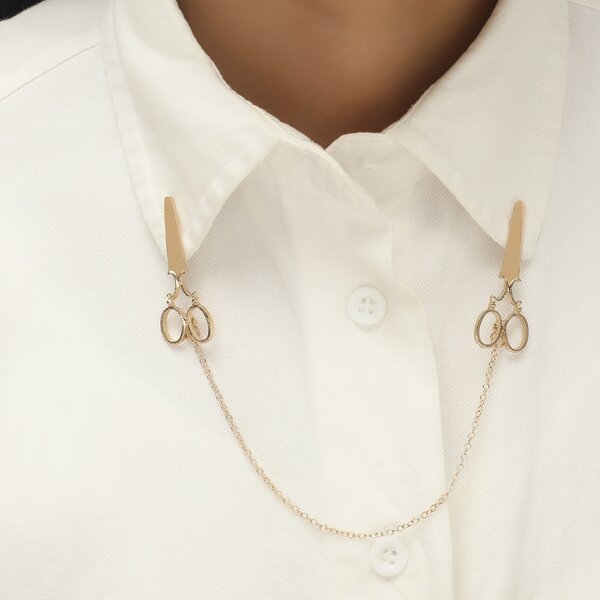 

Scissor Design Chain Brooch, Gold