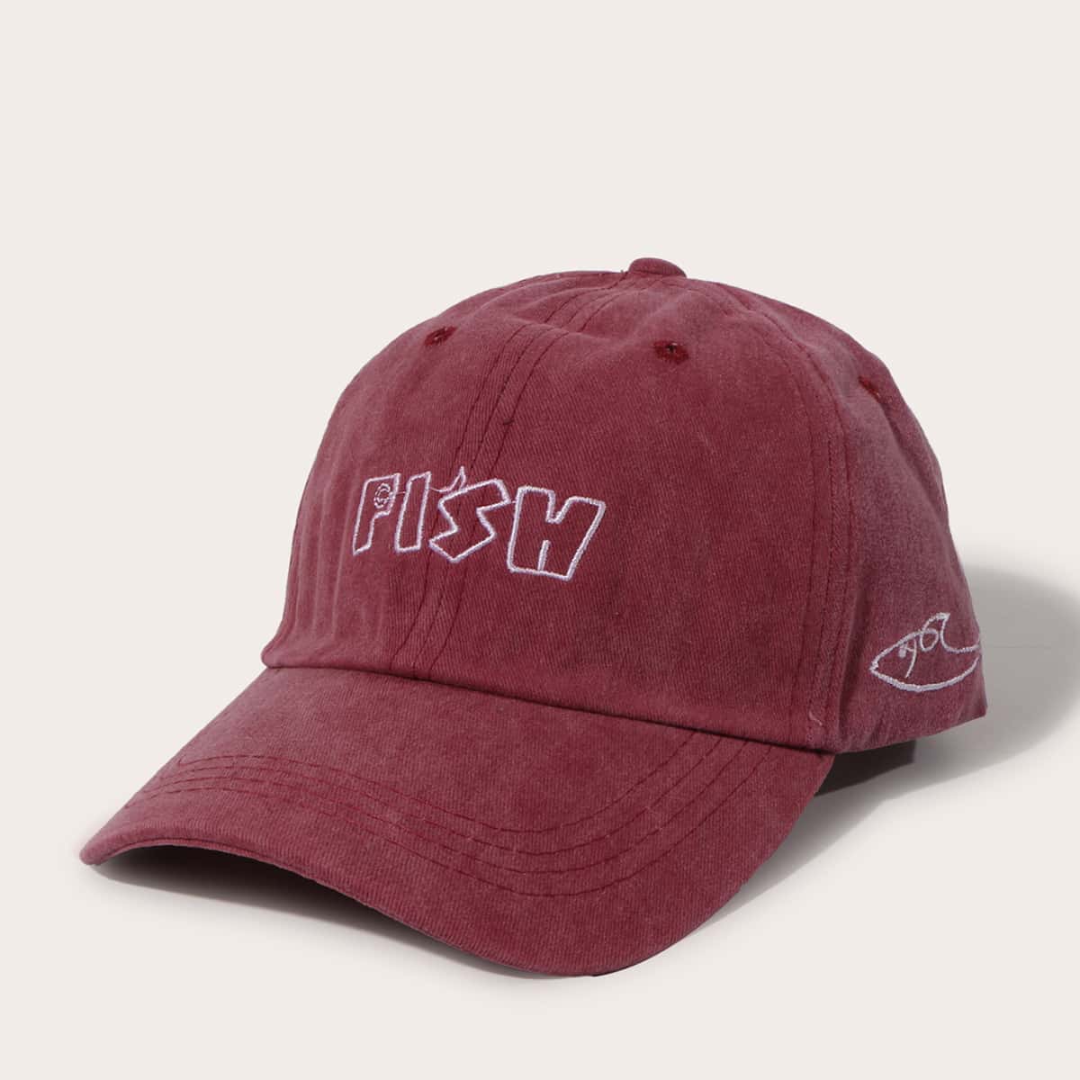 

Guys Fish Embroidery Baseball Cap, Burgundy