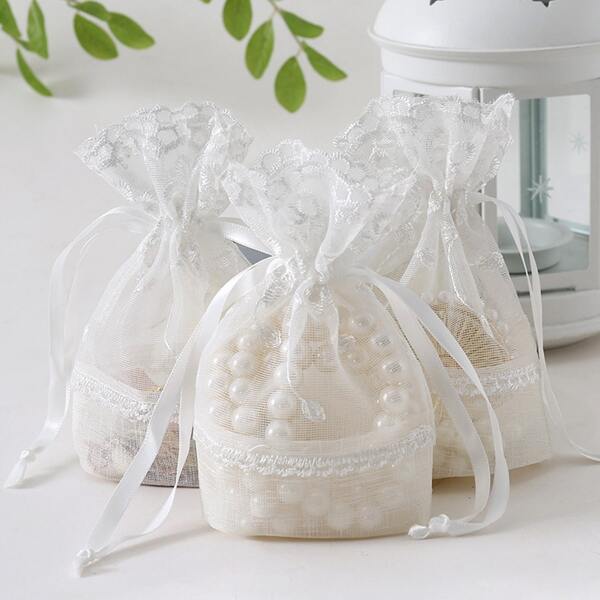 

1pc Jewelry Drawstring Storage Bag, White