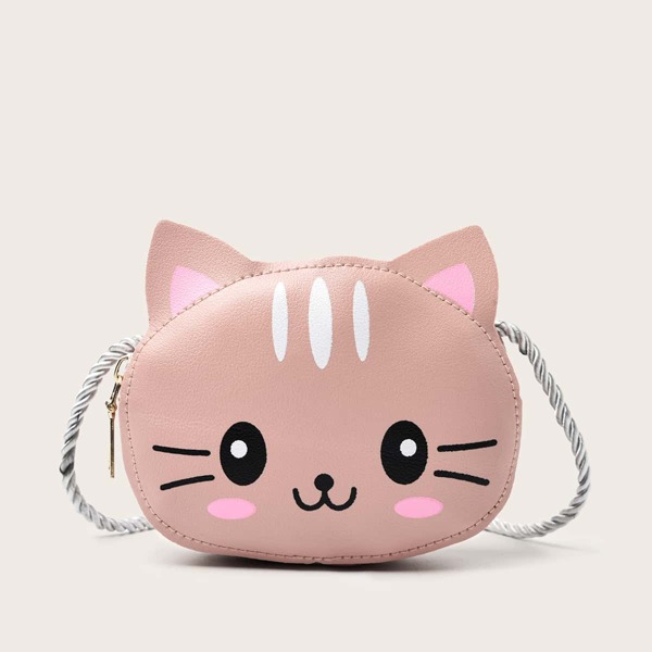 

Girls Cartoon Cat Design Crossbody Bag, Pink
