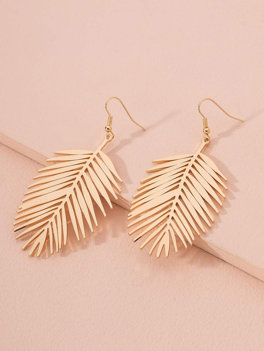 葉子耳墜 - 金黃色 - 查看 1