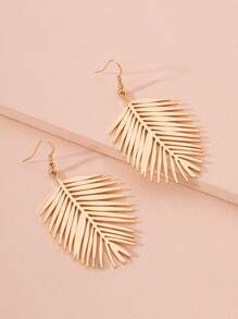 葉子耳墜 - 金黃色 - 查看 3