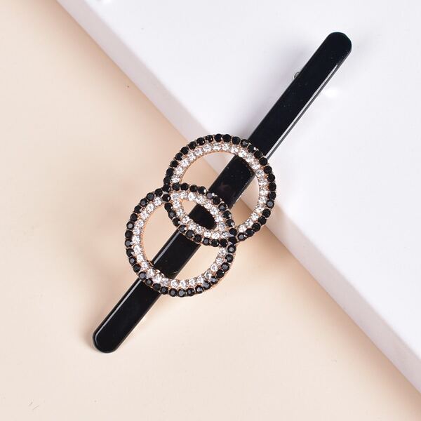 

Rhinestone Round Decor Hair Clip, Black