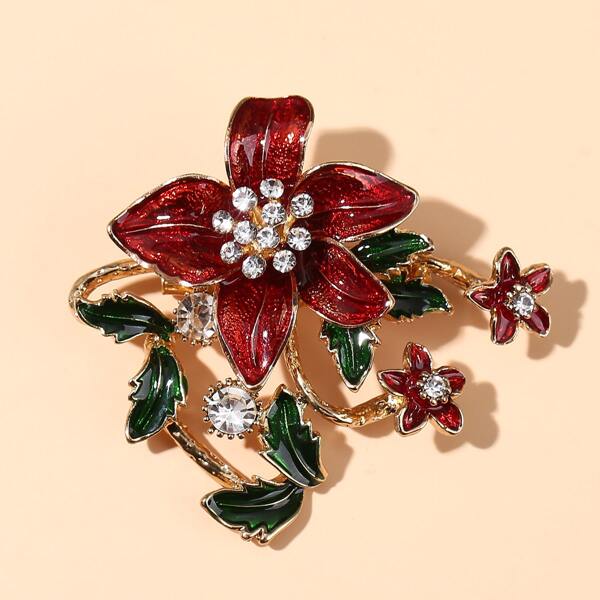 

Flower Design Brooch, Red