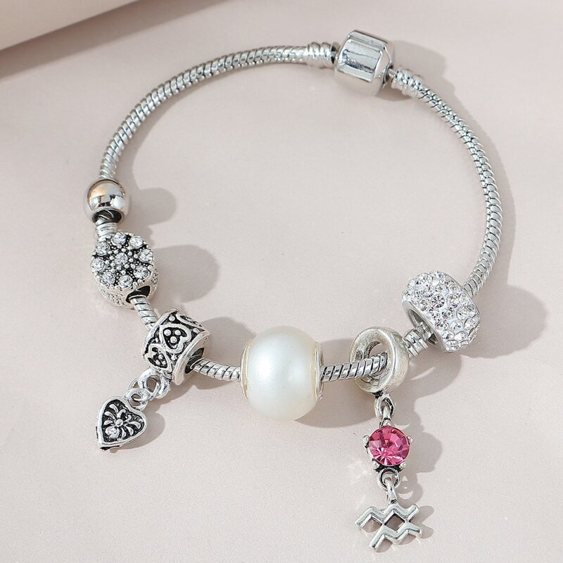 

Heart Charm Bracelet, Silver