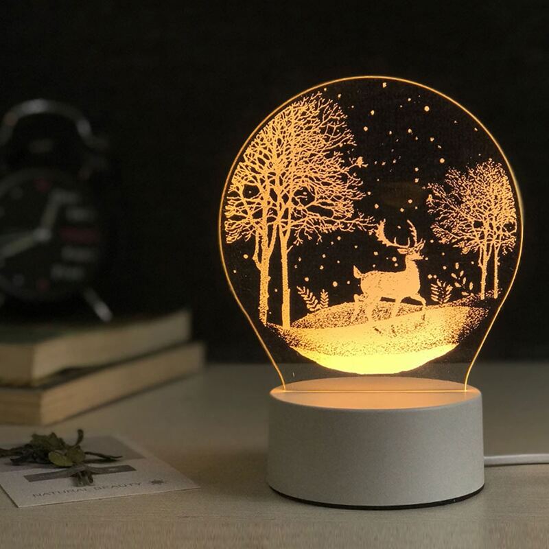 

Forest Fawn Pattern Night Light, White