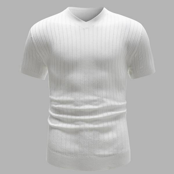 

Men Ribbed Knit Sweater, White