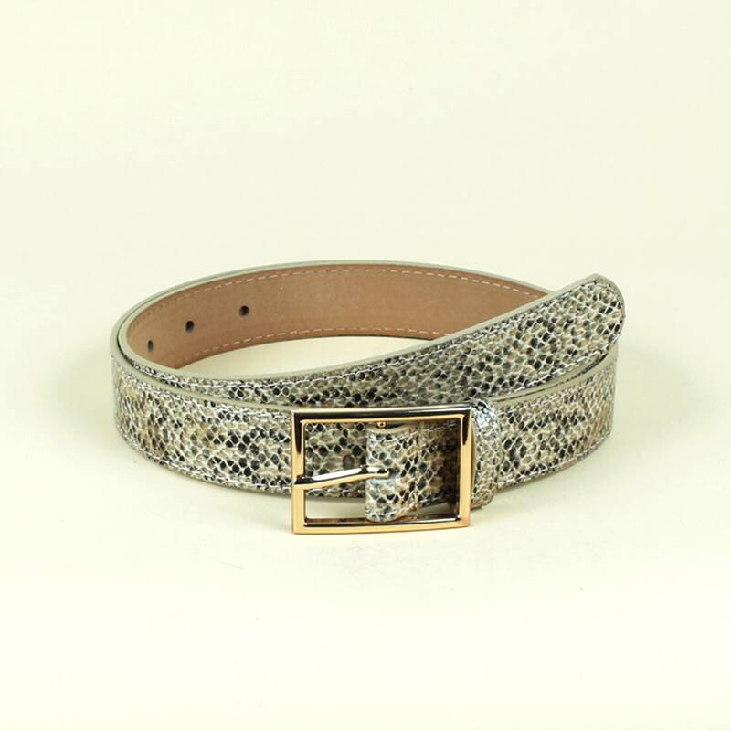 

Snakeskin Rectangle Buckle Belt, Multicolor
