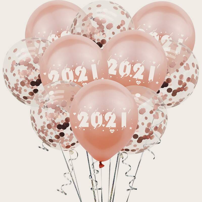 

10pcs 2021 Confetti Balloon, Rose gold