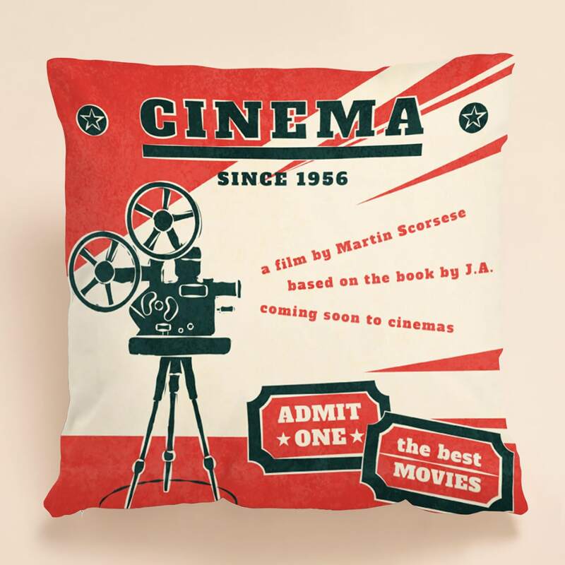 

Movie Camera Print Cushion Cover Without Filler, Multicolor