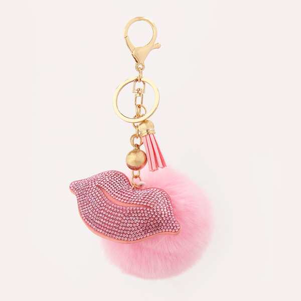 

Pom-pom Pendant Keychain, Baby pink