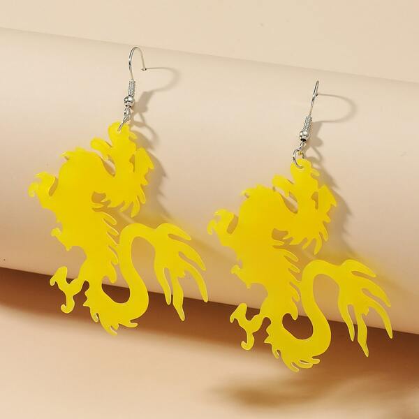 

Chinese Dragon Drop Earrings, Yellow