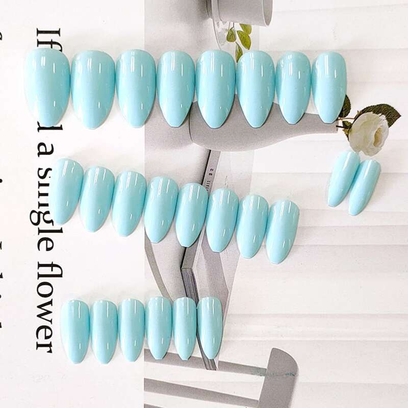 

24pcs Plain Fake Nail & 24pcs Tape, Blue