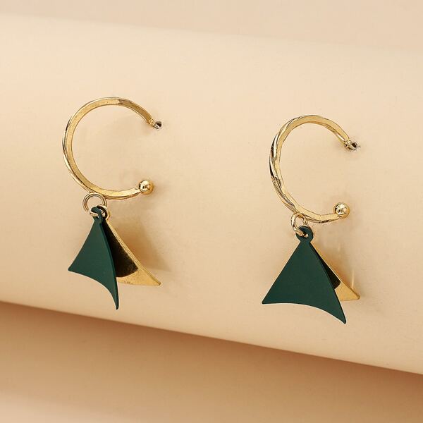 

Triangle Drop Earrings, Green