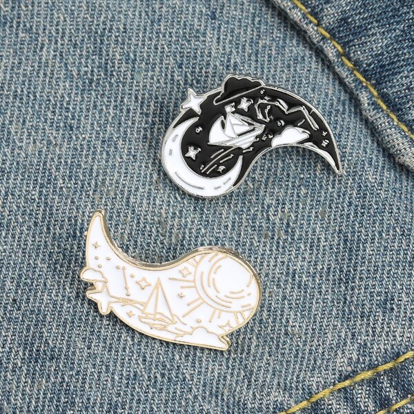 

2pcs Yin & Yang Design Brooch, Multicolor