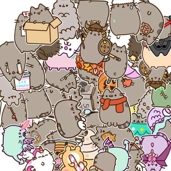 

50pcs Cartoon Cat Pattern Sticker, Multicolor