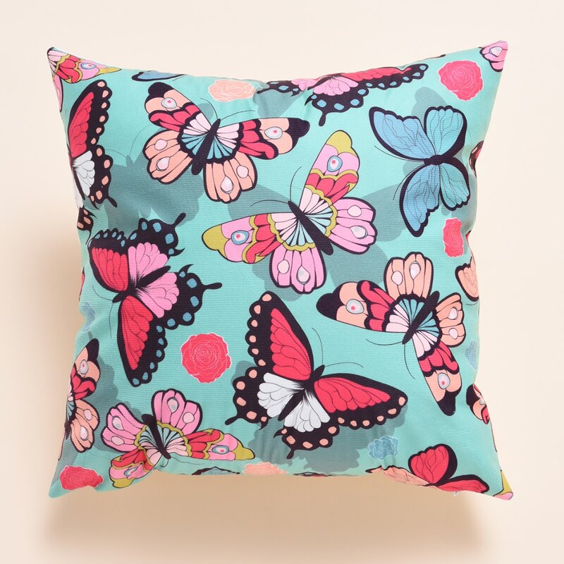 

Butterfly Print Cushion Cover Without Filler, Multicolor