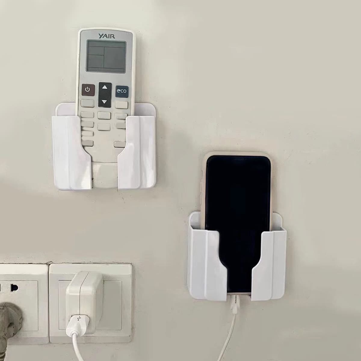 

1pc Wall Mounted Remote Control Storage Box, White