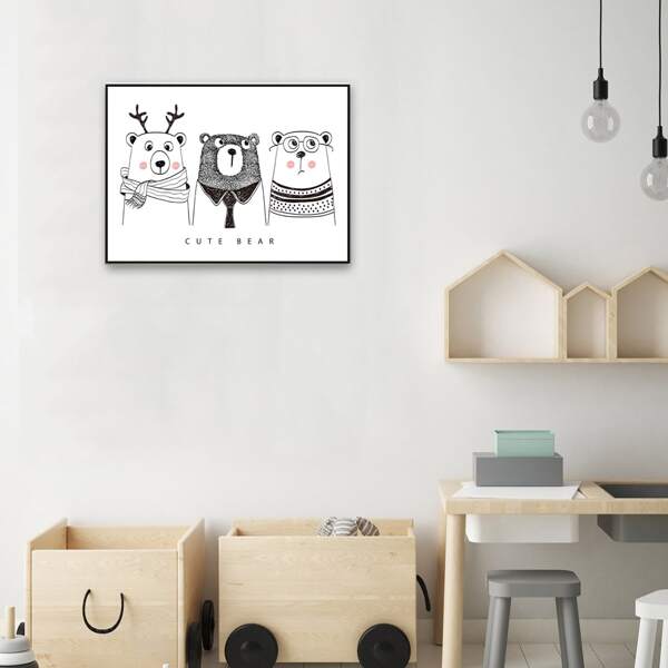 

Kids Cartoon Graphic Wall Painting Without Frame, White
