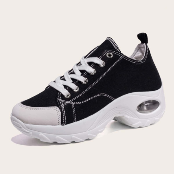 

Lace-up Front Canvas Chunky Sneakers, Black