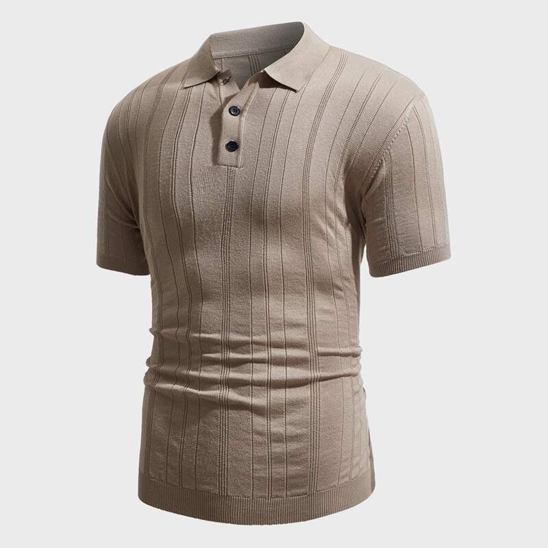 

Guys Solid Half Button Knit Polo Shirt, Mocha brown