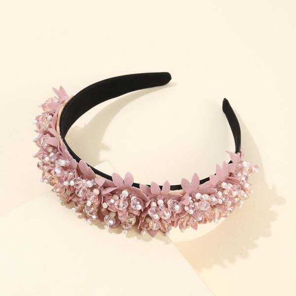 

Ободок для волос с бусинами, Розовые