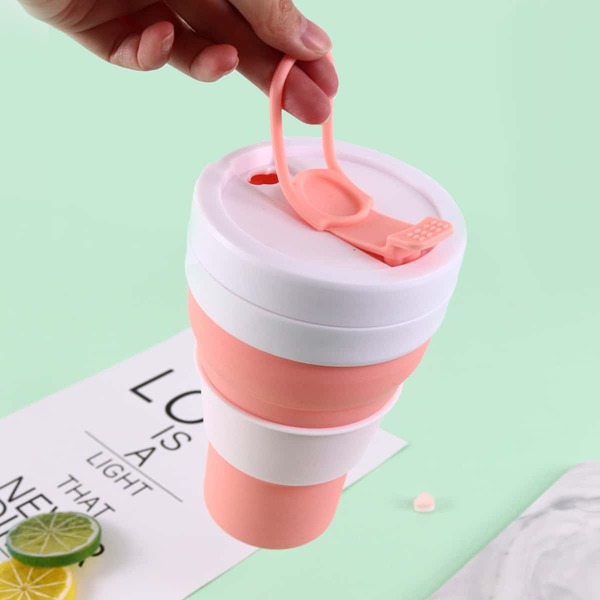 

1pc Retractable Silicone Travel Cup, Pink