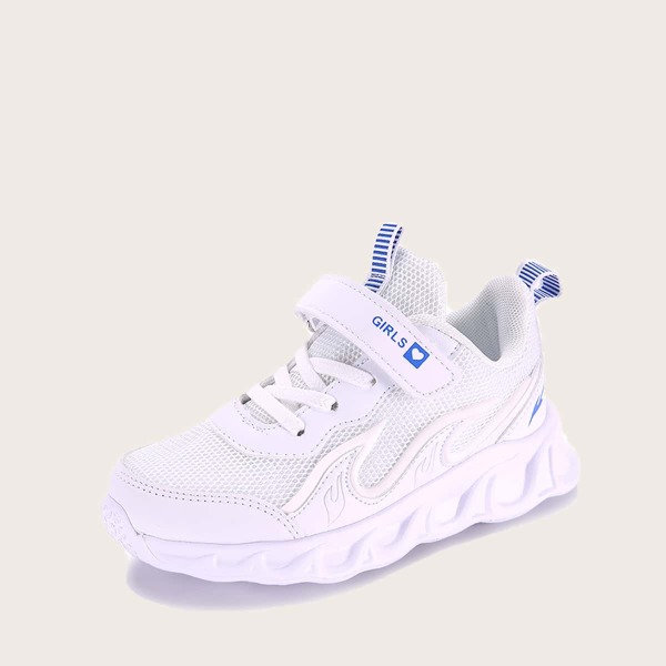 

Girls Velcro Strap Mesh Panel Sneakers, Blue and white