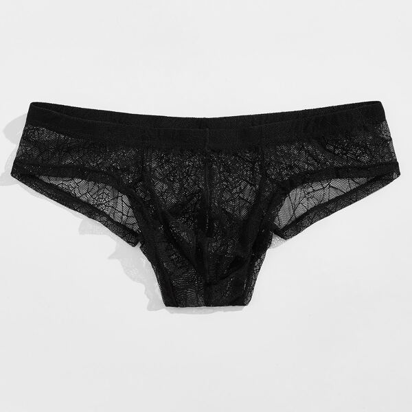

Men Solid Sheer Mesh Brief, Black