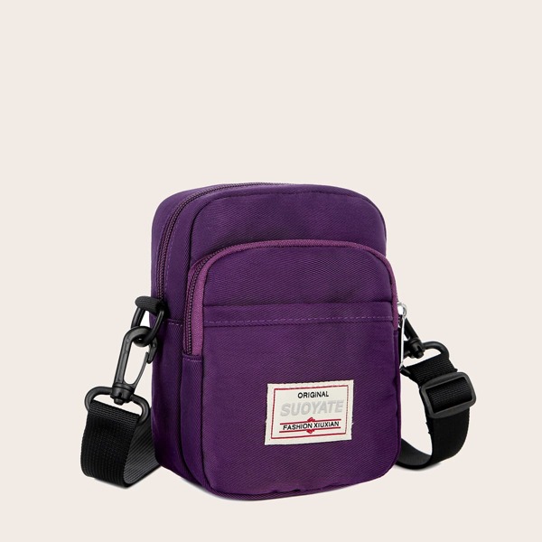 

Letter Patch Crossbody Bag, Purple