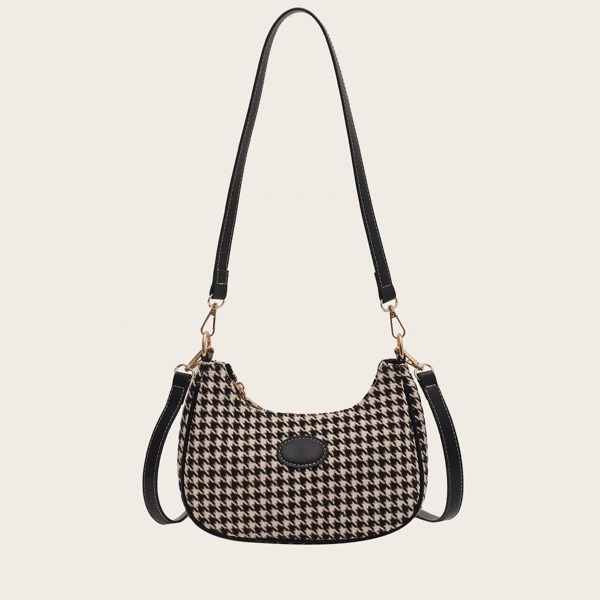 

Houndstooth Baguette Bag, Multicolor
