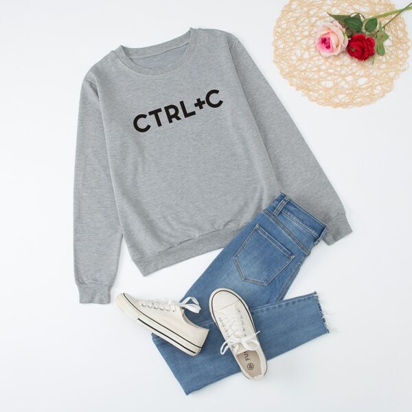 

1pc Letter Graphic Sweatshirt, Light grey