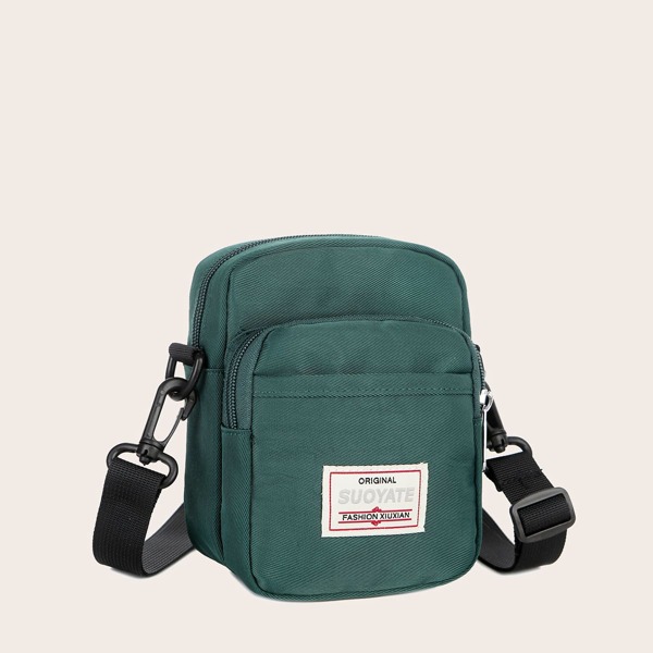 

Letter Patch Crossbody Bag, Green