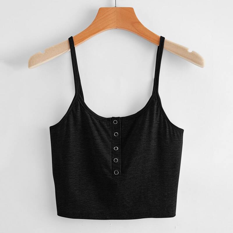 

Solid Crop Cami Top, Black