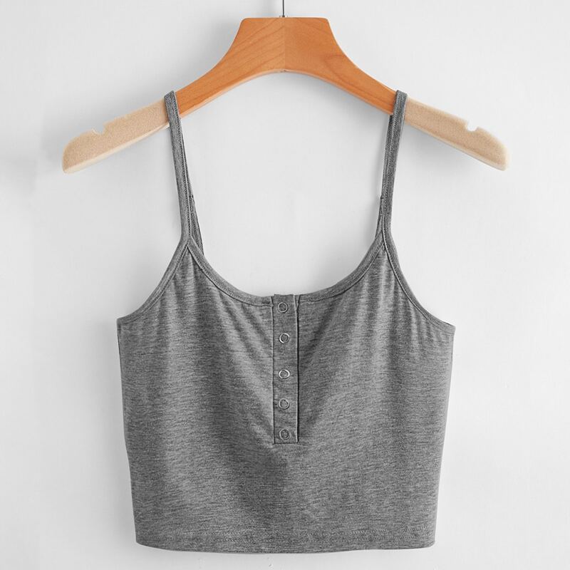 

Solid Crop Cami Top, Dark grey