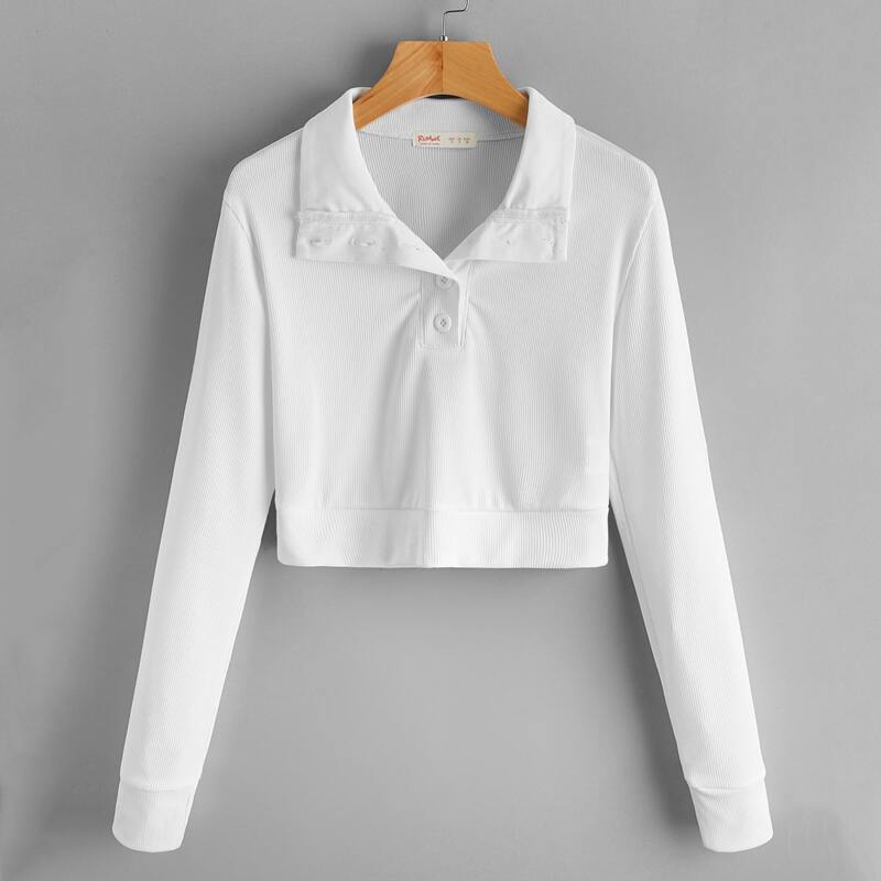 

Solid Ribbed Sweatshirt, White