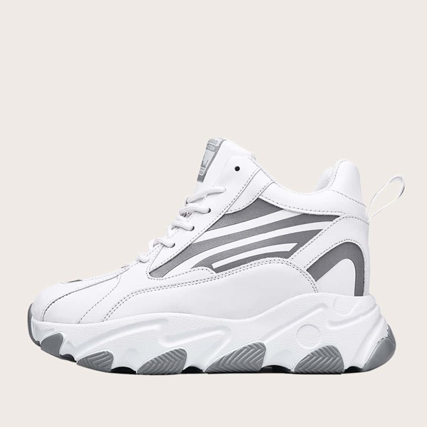 

Lace-up Front Hidden Wedge Chunky Sneakers, White