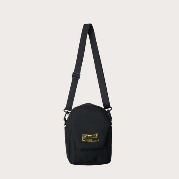 

Men Letter Graphic Crossbody Bag, Black